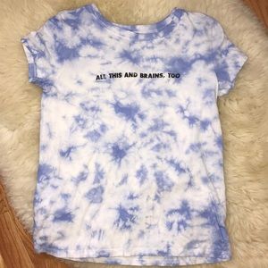 Blue and white tie dye graphic t-shirt